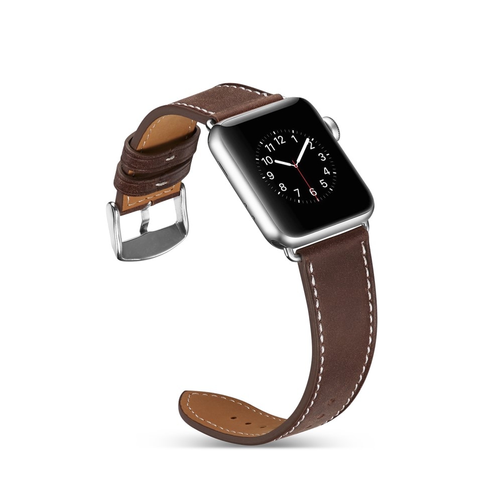 Bracelet en cuir Apple Watch 45mm Series 8 marron
