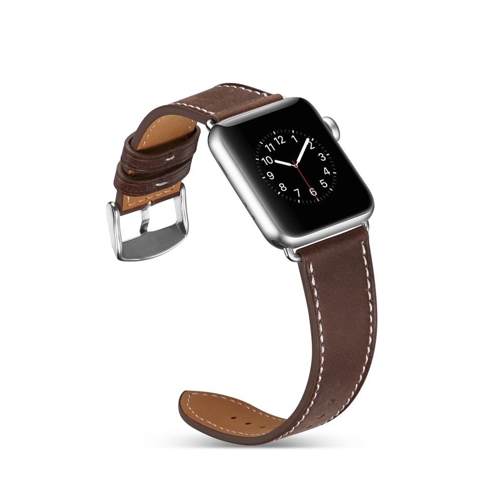 Bracelet en cuir Apple Watch Series 8 45mm, Marron