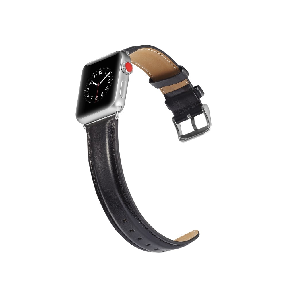 Bracelet en cuir Premium Apple Watch 42mm, noir