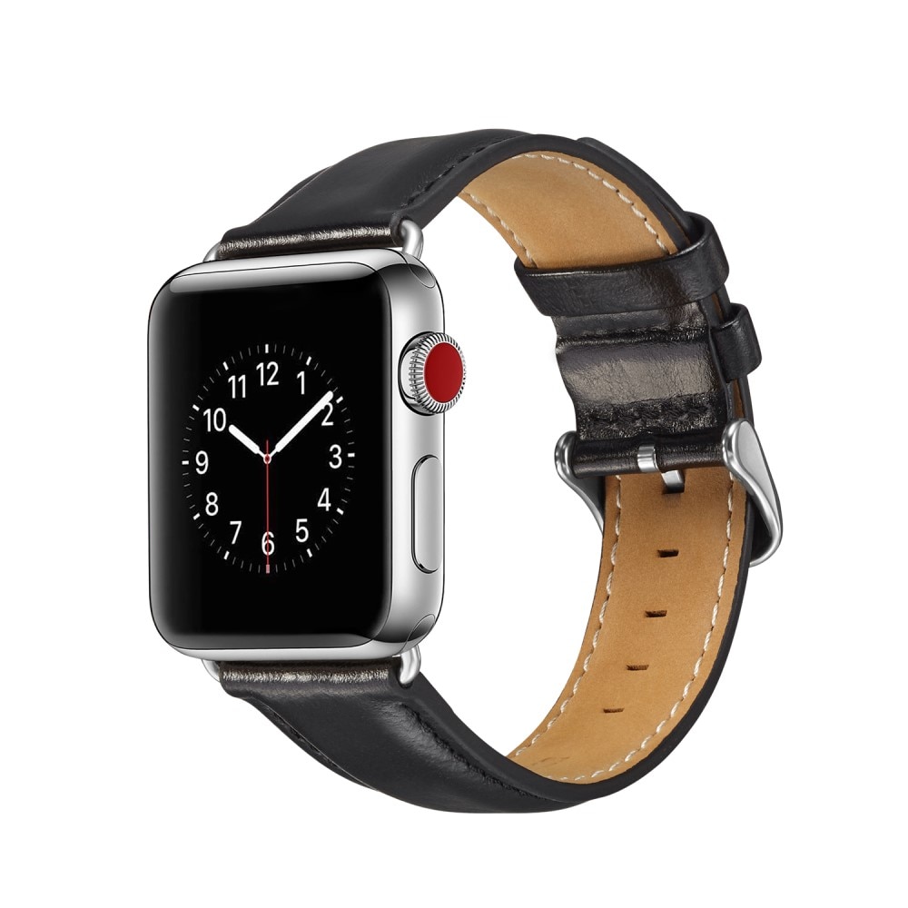Bracelet en cuir Premium Apple Watch SE 40mm, noir