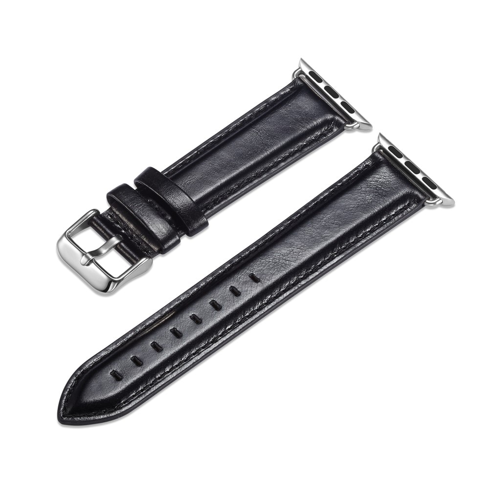 Bracelet en cuir Premium Apple Watch SE 40mm, noir