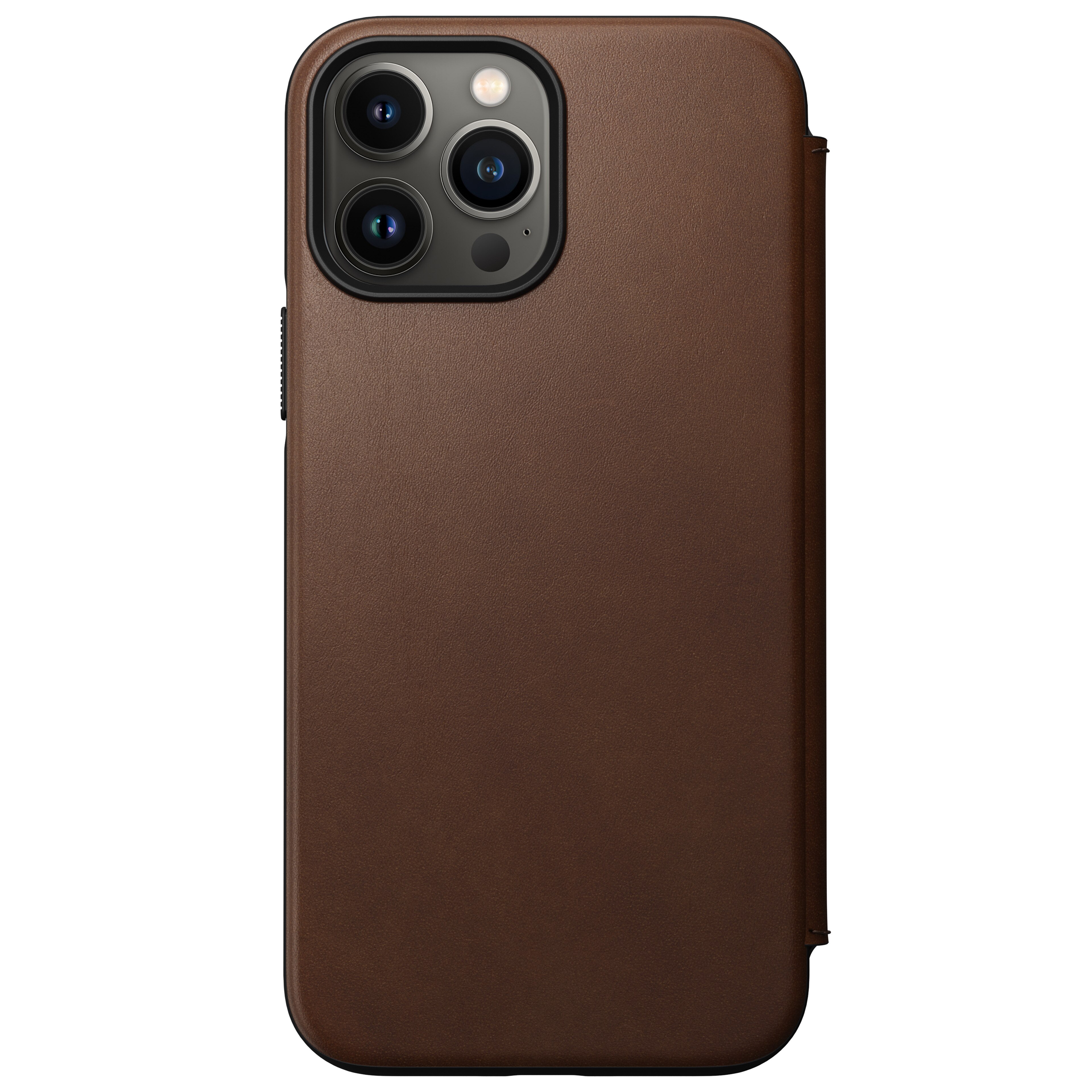 Modern Horween Leather Folio iPhone 13 Pro Max, Rustic Brown
