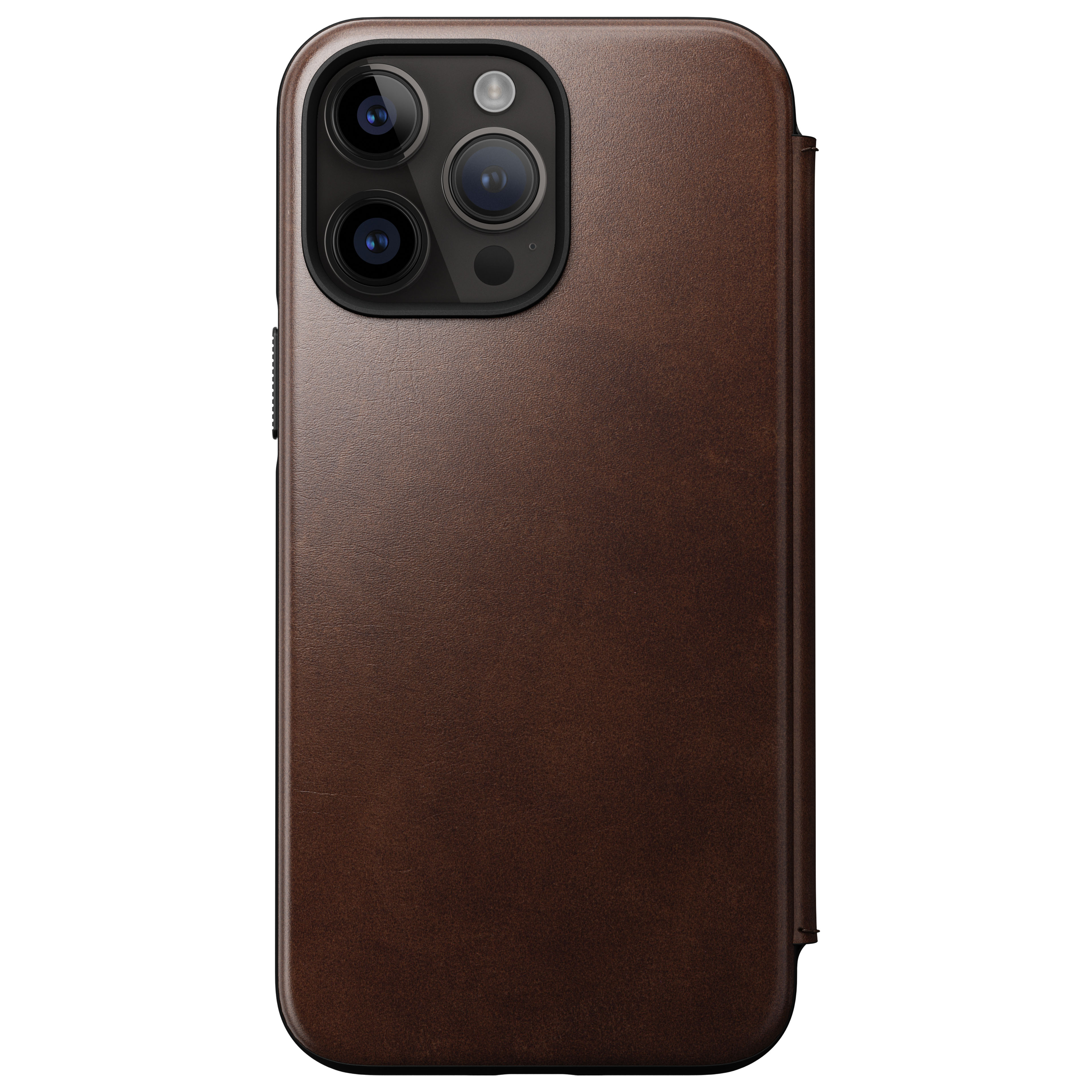 Modern Horween Leather Folio MagSafe iPhone 15 Pro Max, Rustic Brown
