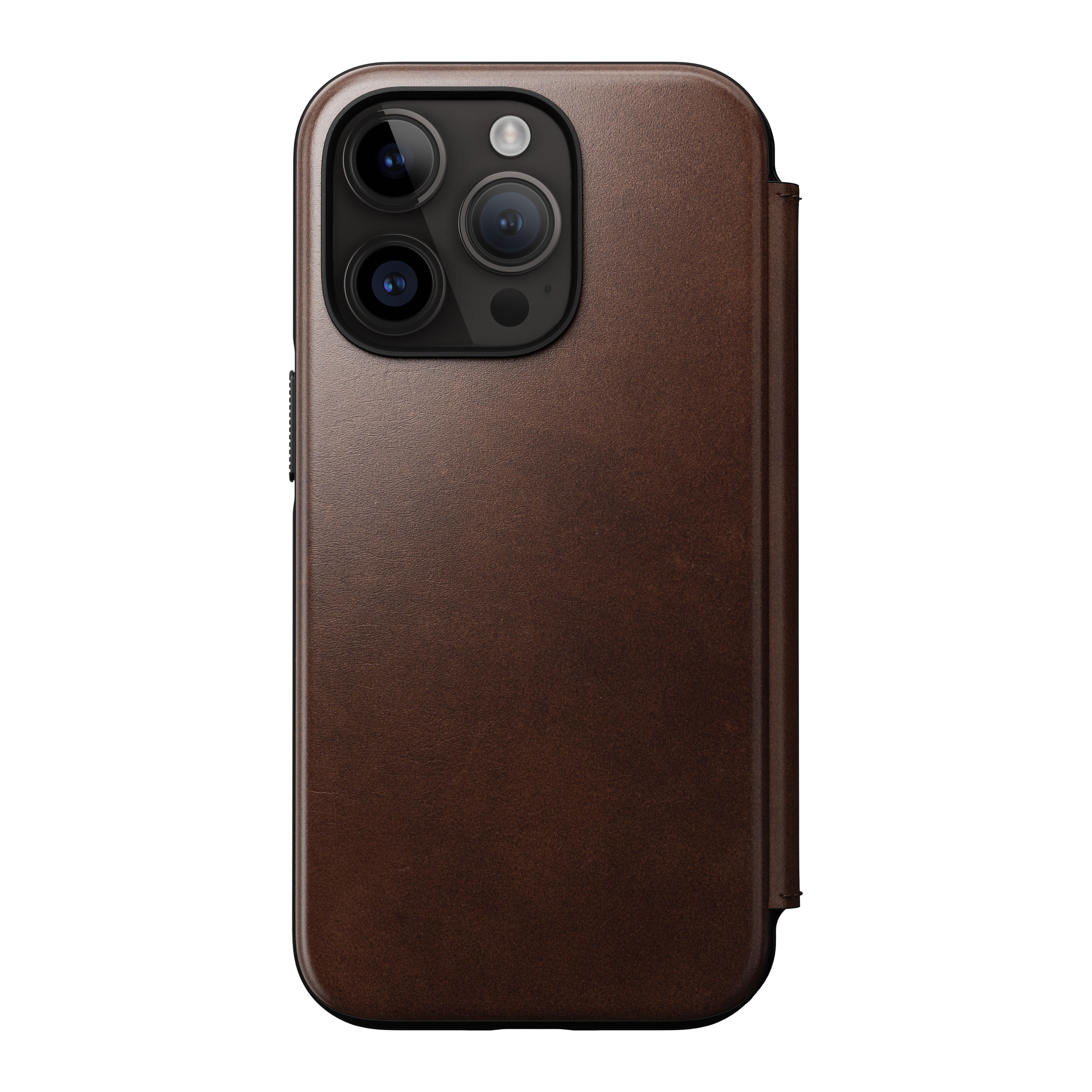 Modern Horween Leather Folio MagSafe iPhone 15 Pro, Rustic Brown