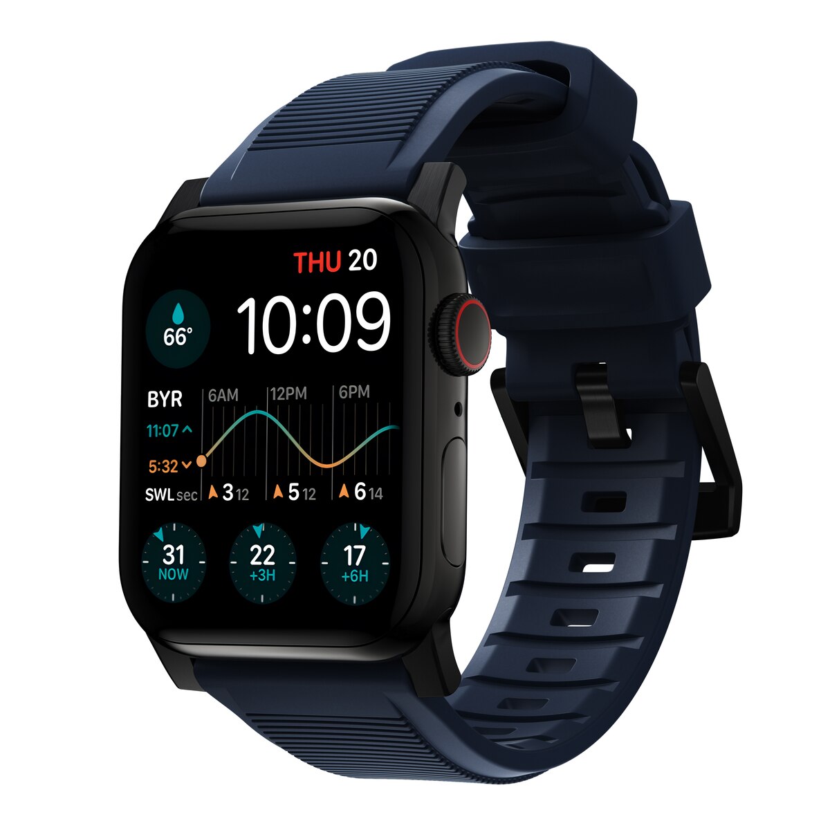 Rugged Band Apple Watch 42/44/45 mm, Atlantic Blue (Black Hardware)