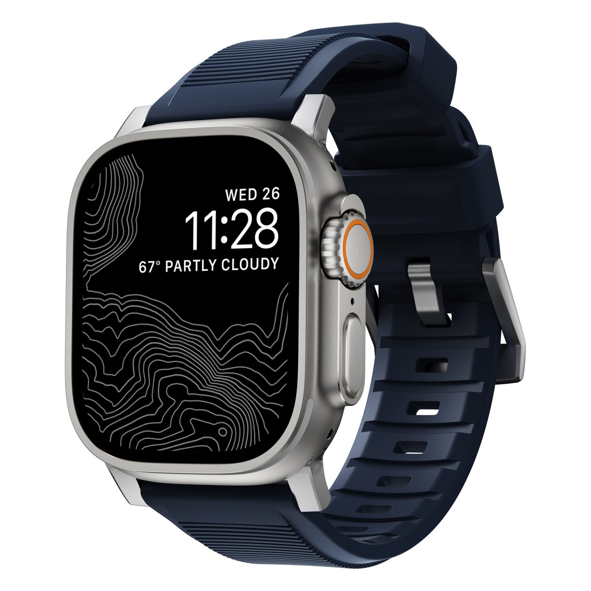 Rugged Band Apple Watch Ultra 49mm, Atlantic Blue (Silver Hardware)