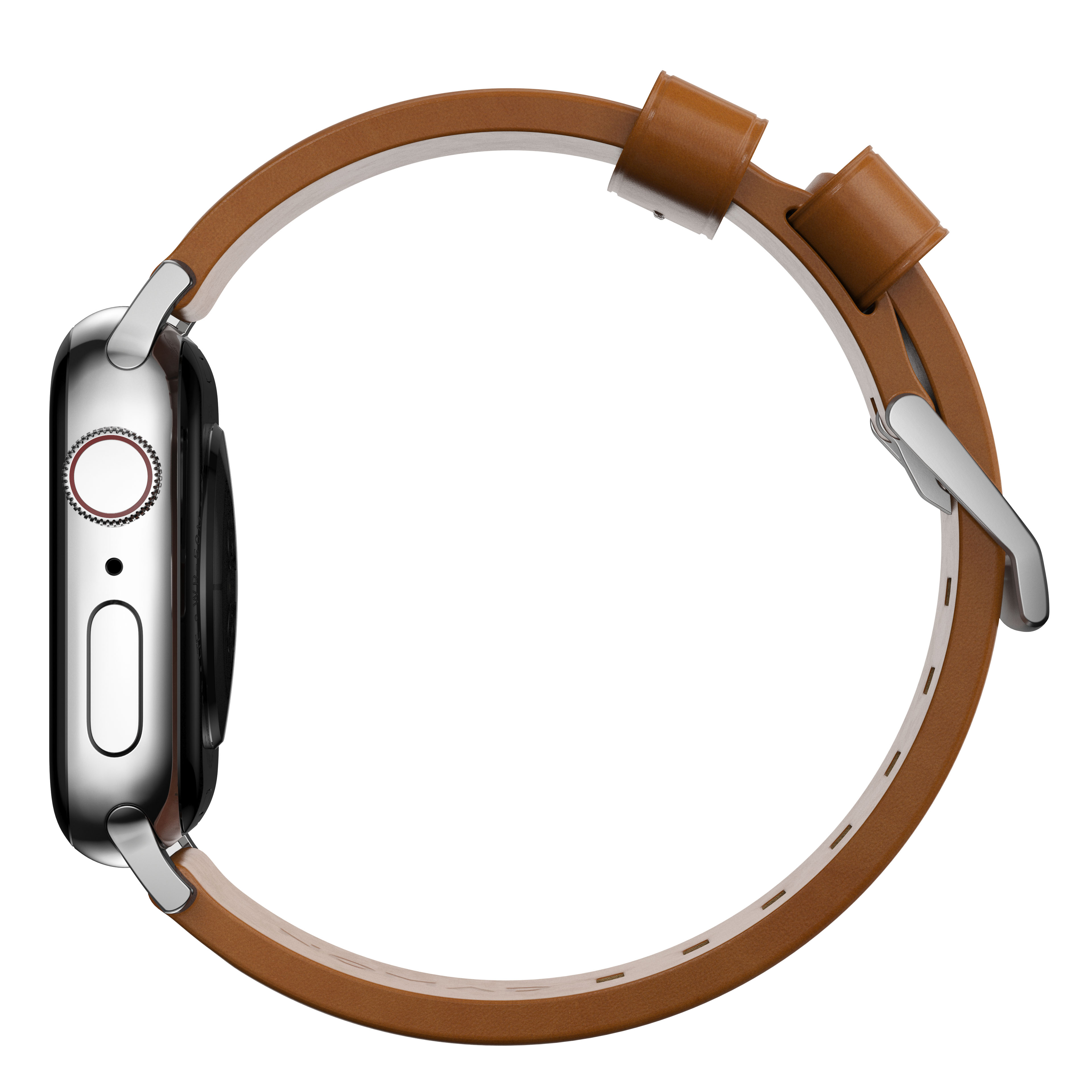 Modern Leather Band Apple Watch 42/44/45/49 mm, English Tan (Silver Hardware)