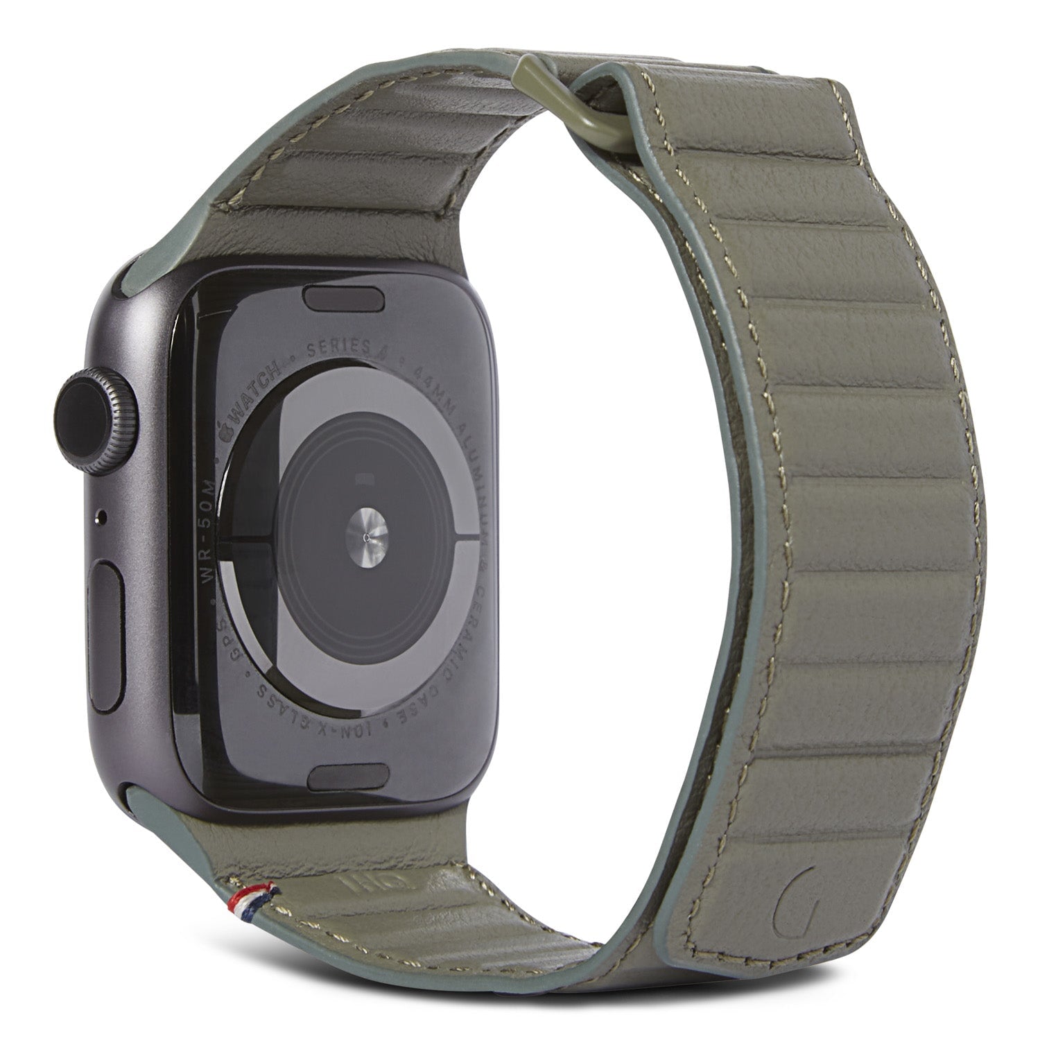Leather Magnetic Traction Strap Apple Watch 44mm, Olive