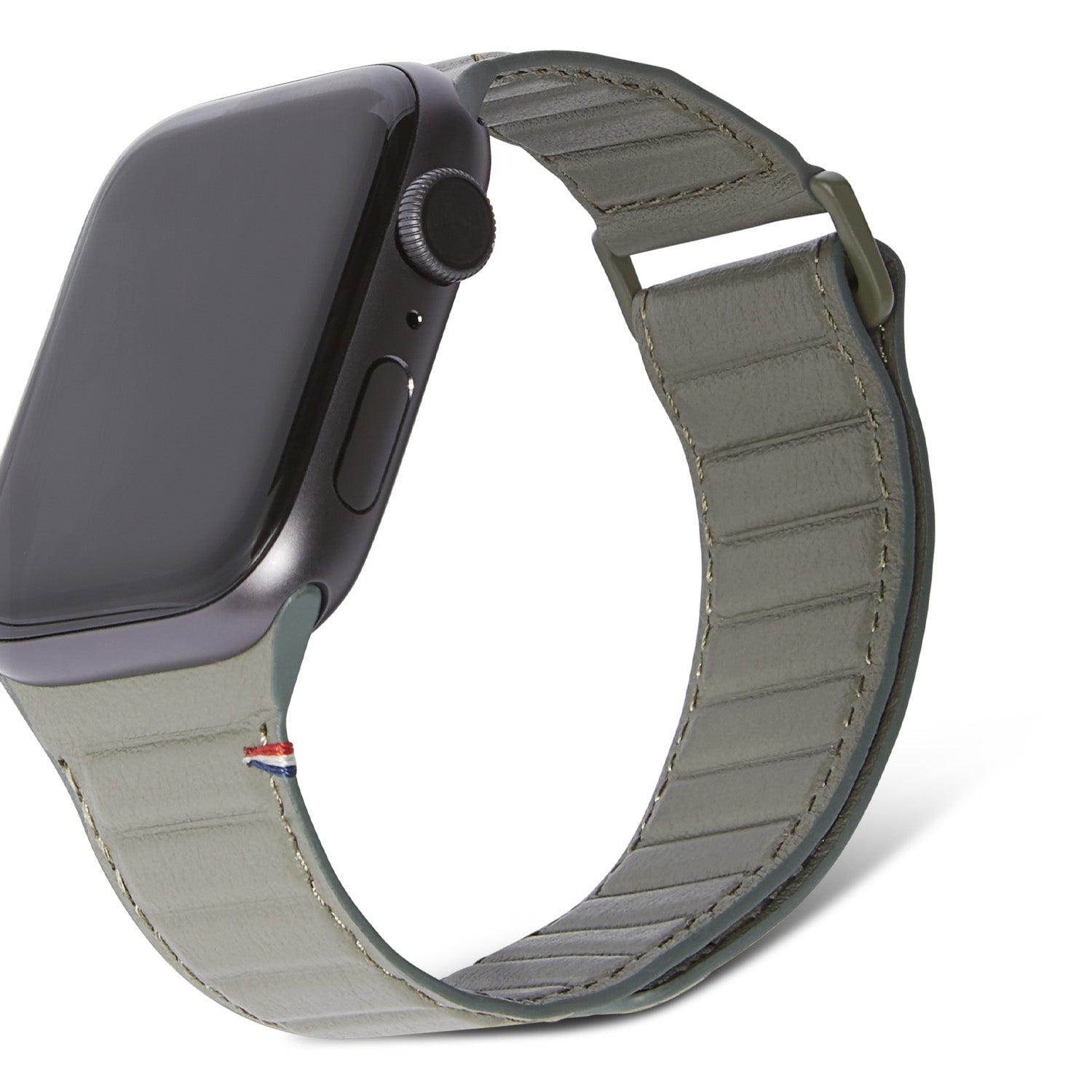 Leather Magnetic Traction Strap Apple Watch 44mm, Olive