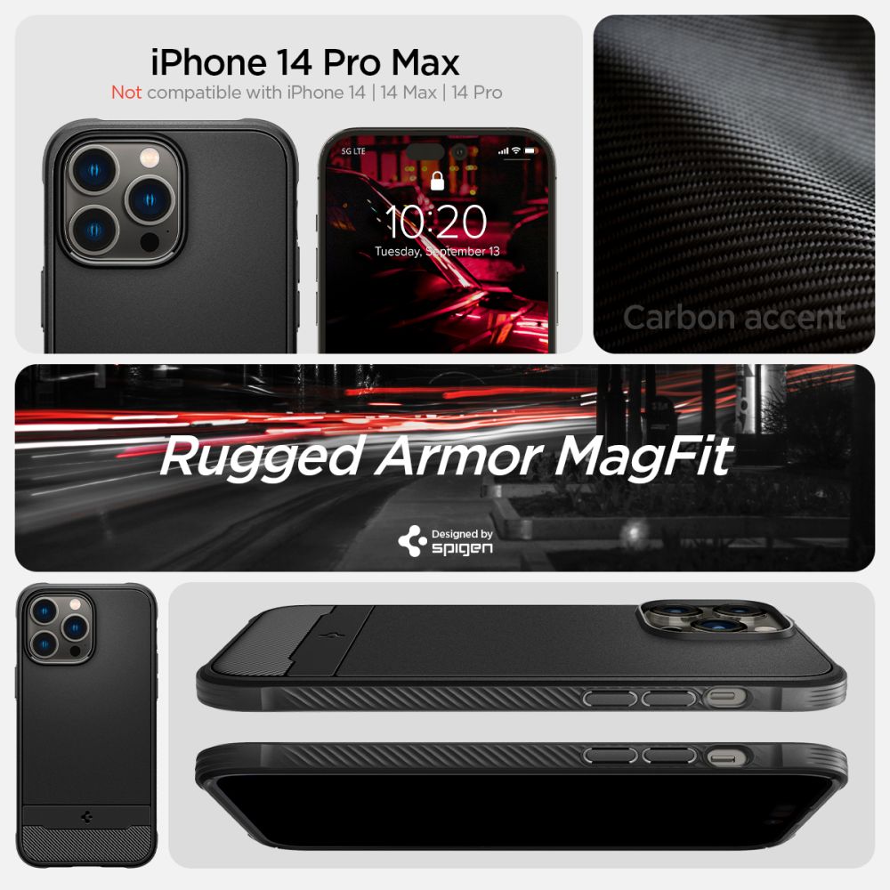 Coque Rugged Armor Mag iPhone 14 Pro Black