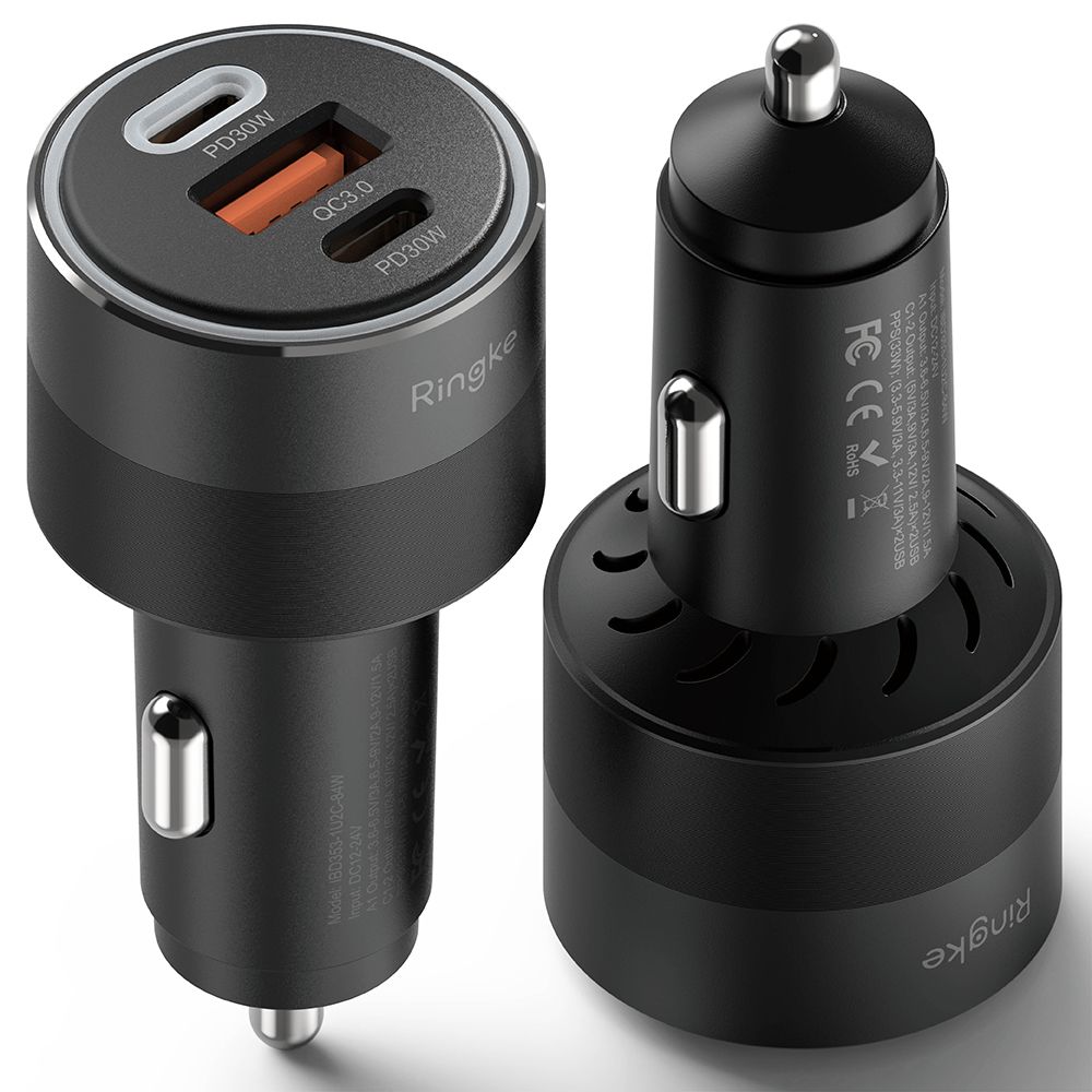 3-Port Car Fast Charger 84W, Black