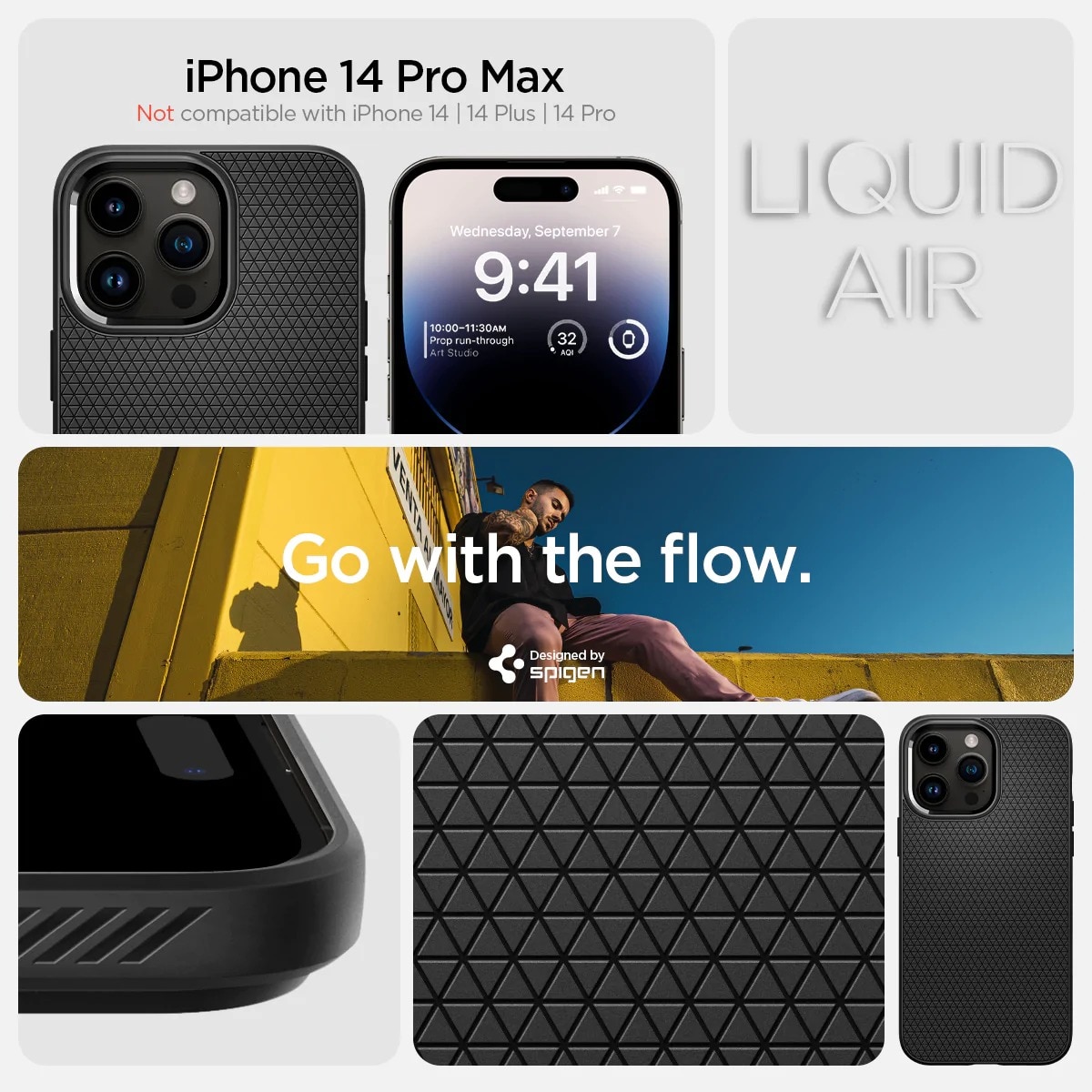 Coque Liquid Air iPhone 14 Pro Black