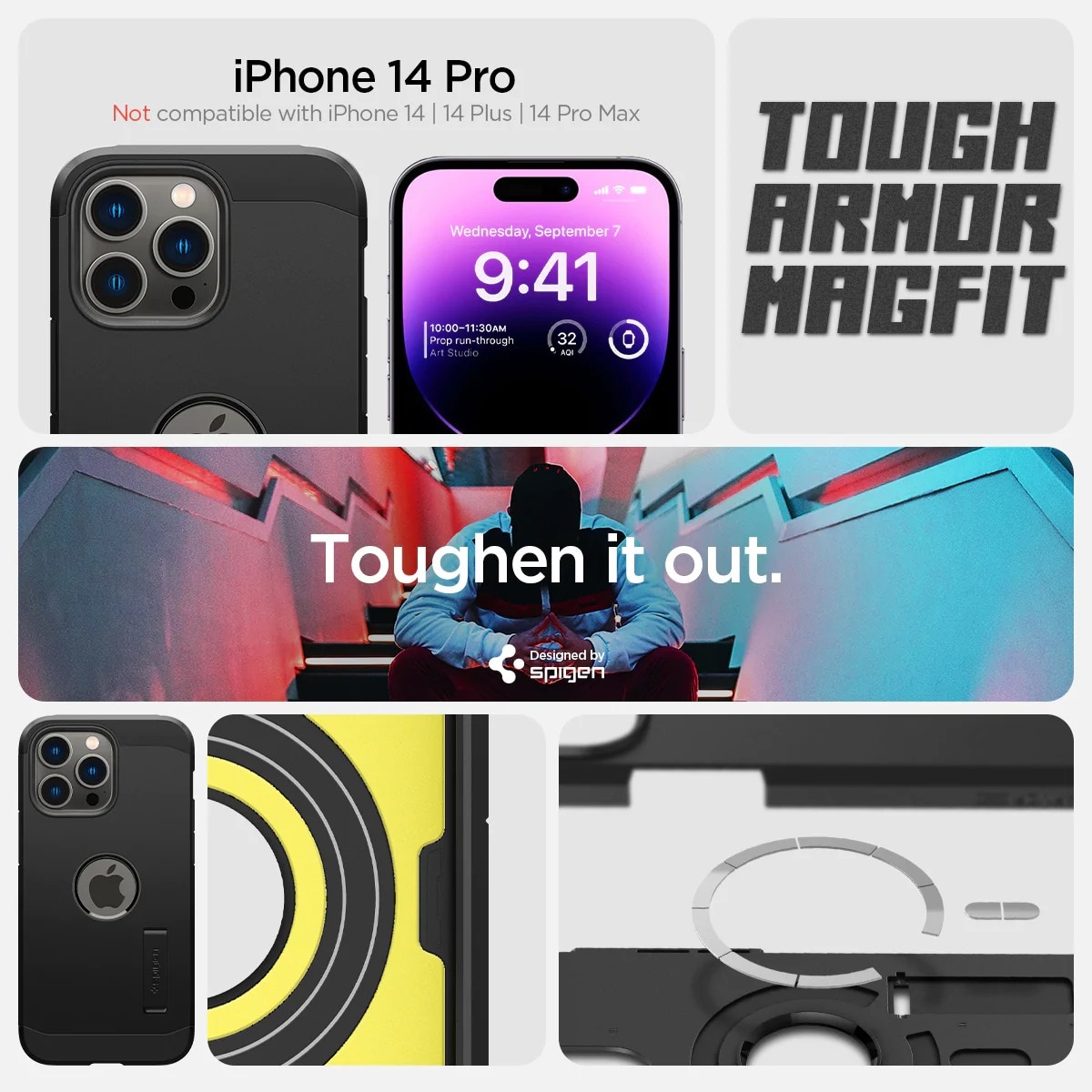 Coque Tough Armor Mag iPhone 14 Pro Black