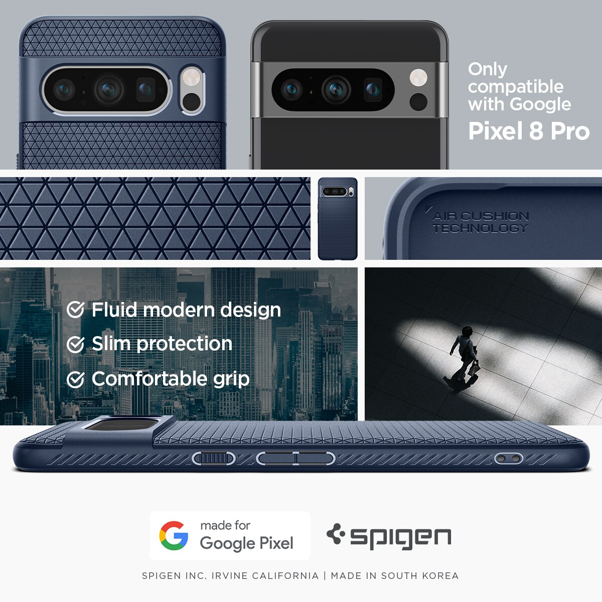 Coque Liquid Air Google Pixel 8 Pro, Navy Blue