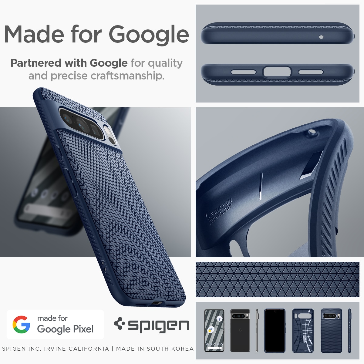 Coque Liquid Air Google Pixel 8 Pro, Navy Blue