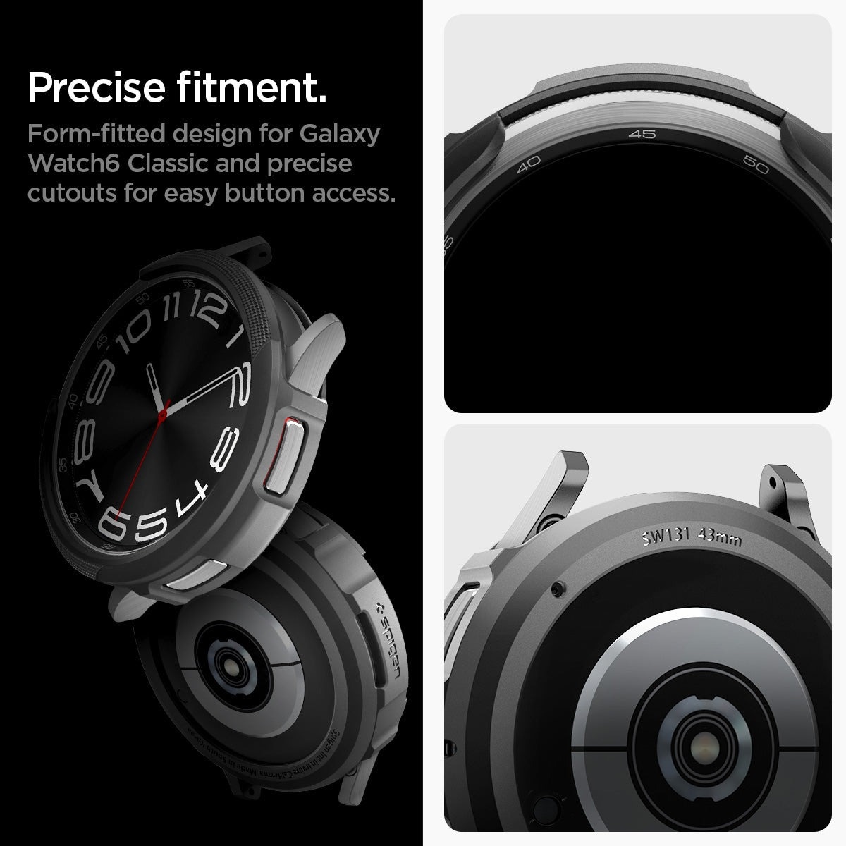 Coque Liquid Air Samsung Galaxy Watch 6 Classic 43mm, noir