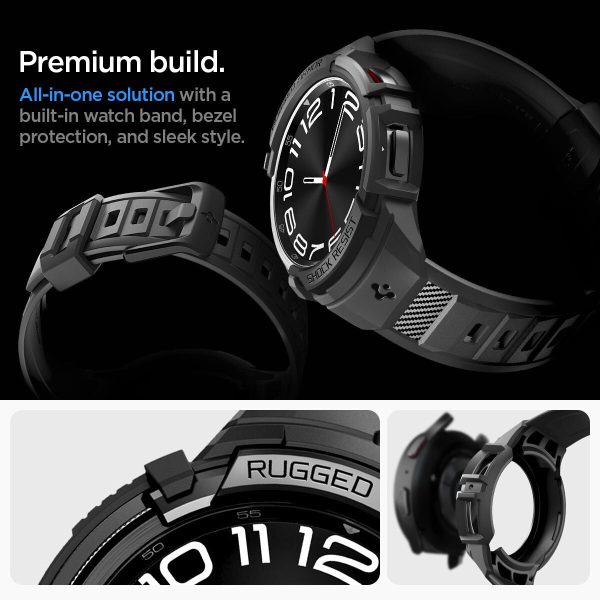 Coque Rugged Armor Pro Samsung Galaxy Watch 6 Classic 43mm, noir