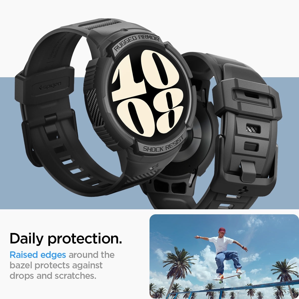 Coque Rugged Armor Pro Samsung Galaxy Watch 6 40mm, noir