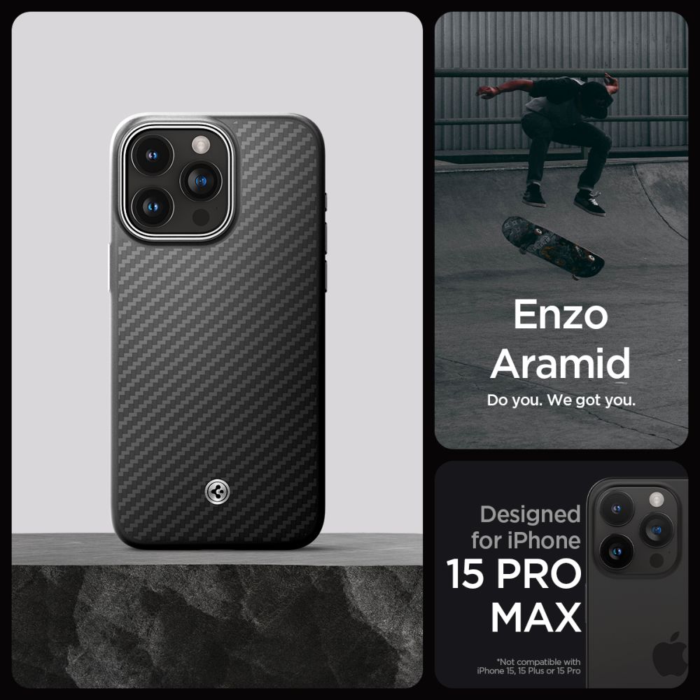 Coque Enzo Aramid MagSafe iPhone 15 Pro Max, Black