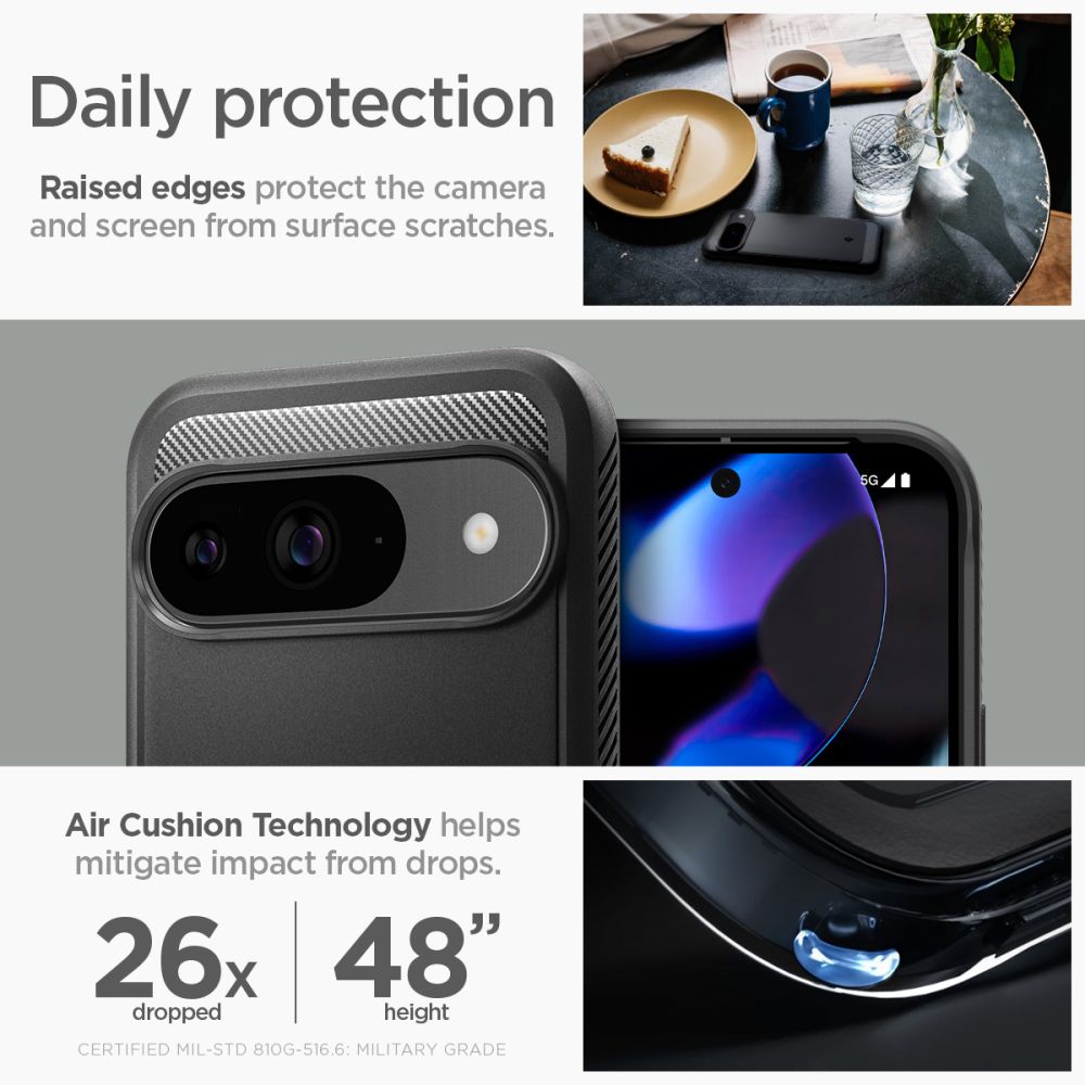 Case Rugged Armor Google Pixel 9, Black