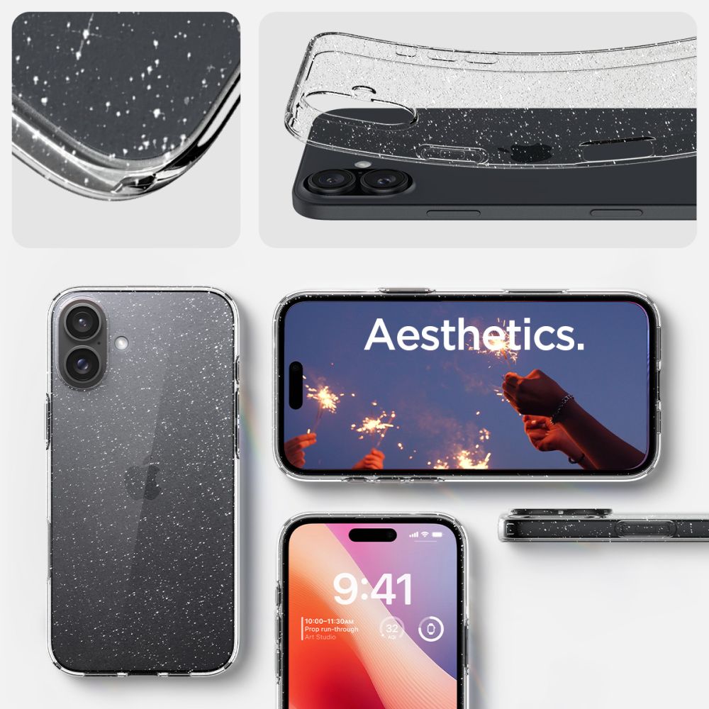Coque Liquid Crystal iPhone 16 Plus, Glitter Crystal