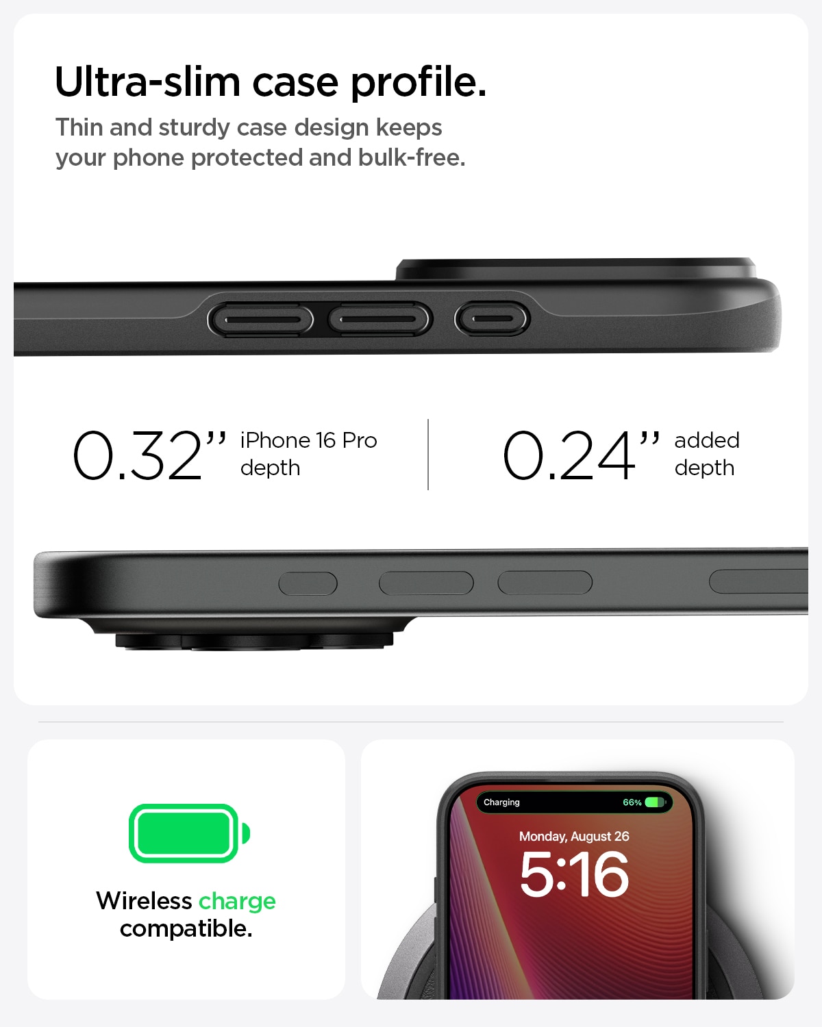 Coque Thin Fit MagSafe iPhone 16 Pro, Black