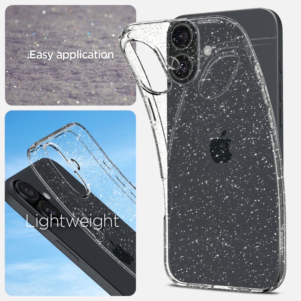 Coque Liquid Crystal iPhone 16, Glitter Crystal
