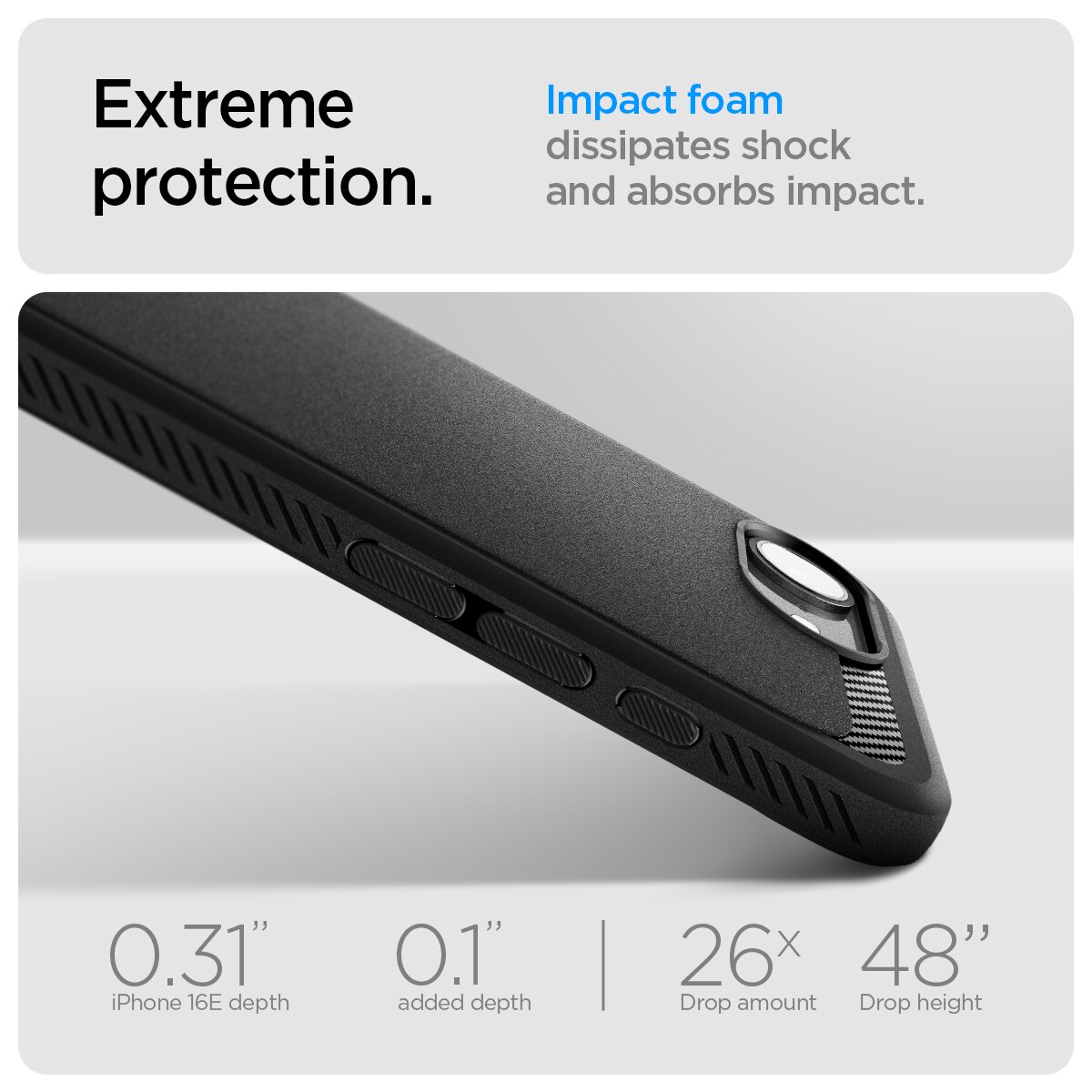 Coque Rugged Armor MagSafe iPhone 16e, Black
