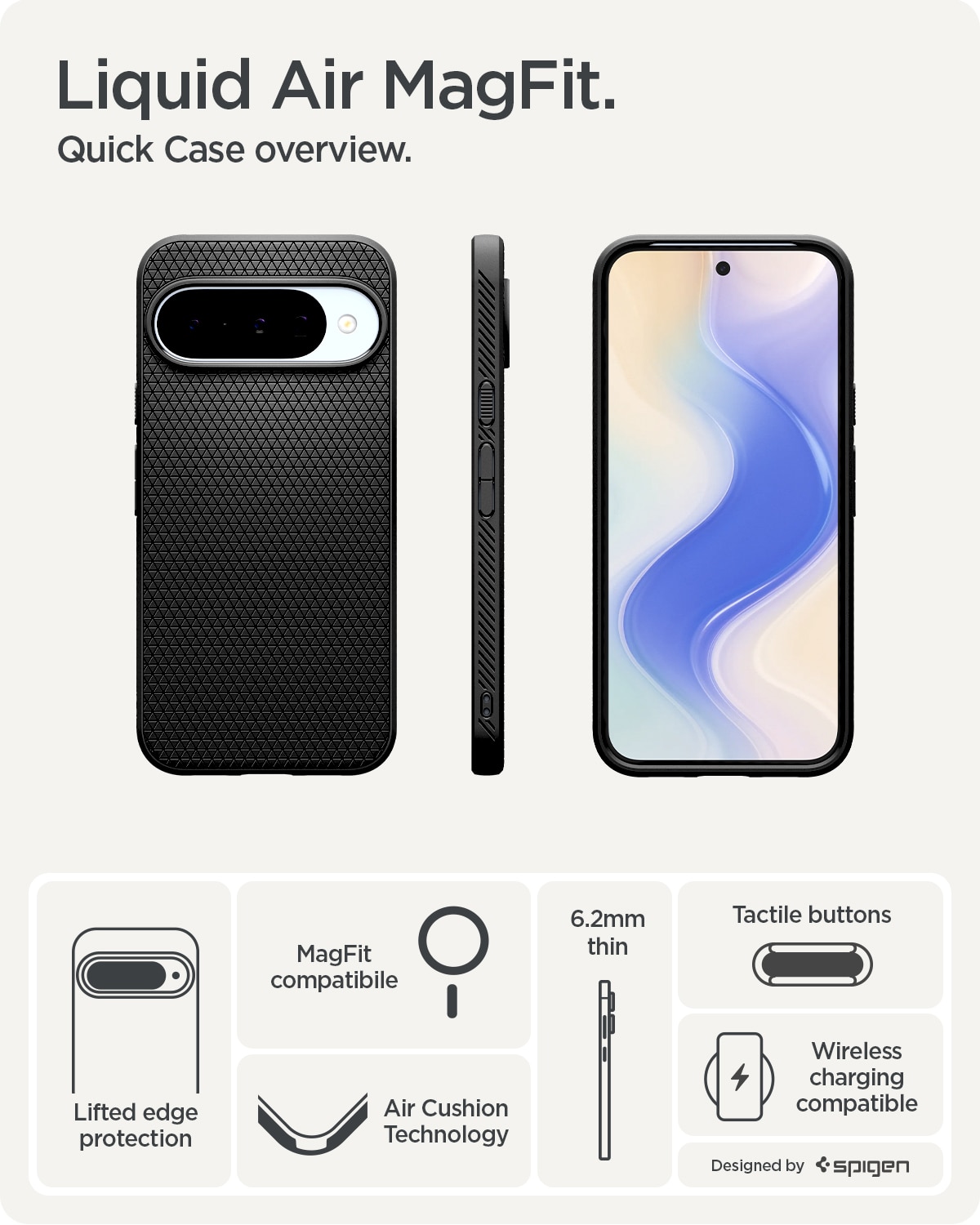 Coque Liquid Air MagSafe Google Pixel 10 Pro, Matte Black