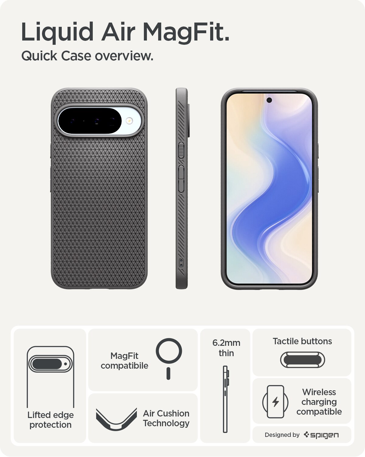 Coque Liquid Air MagSafe Google Pixel 10, Marble Gray