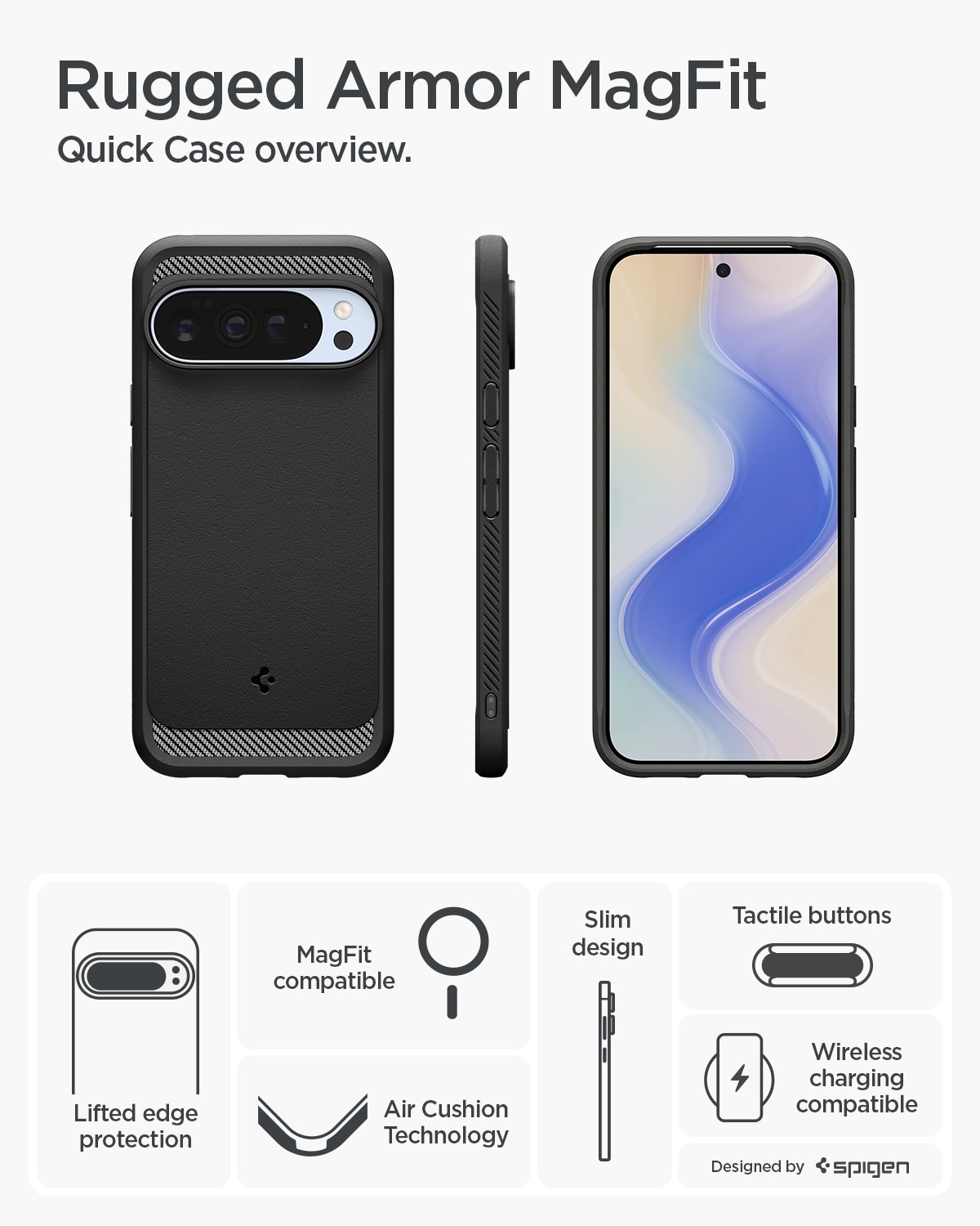 Coque Rugged Armor MagSafe Google Pixel 10 Pro XL, Black