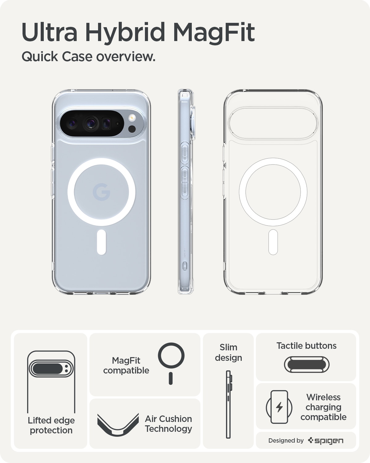 Coque Ultra Hybrid MagSafe Google Pixel 10 Pro XL, Clear White