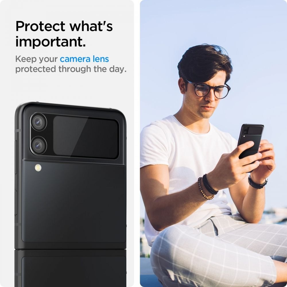 Optik Lens Protector + Hinge Film Black Samsung Galaxy Z Flip 3 Noir