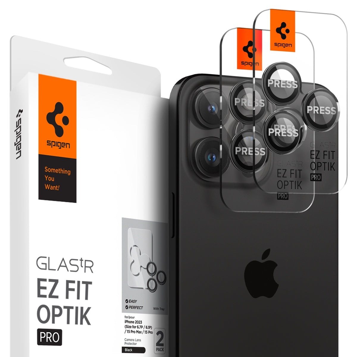 EZ Fit Optik Pro Lens Protector iPhone 15 Pro Max (2 pièces) Black