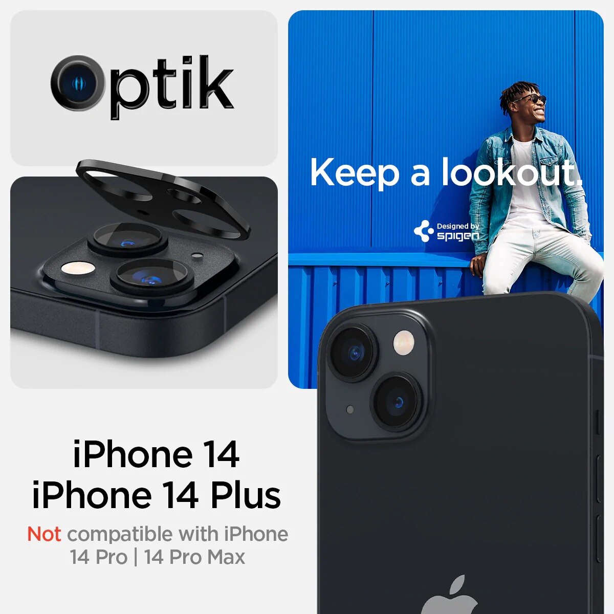 Optik Lens Protector (2 pièces) iPhone 14 Plus, noir