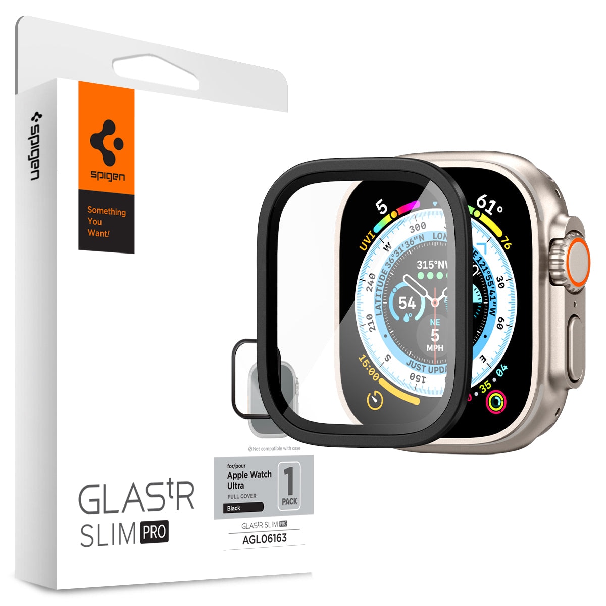 Screen Protector Glas.tR Slim Pro Apple Watch Ultra 49 mm, noir