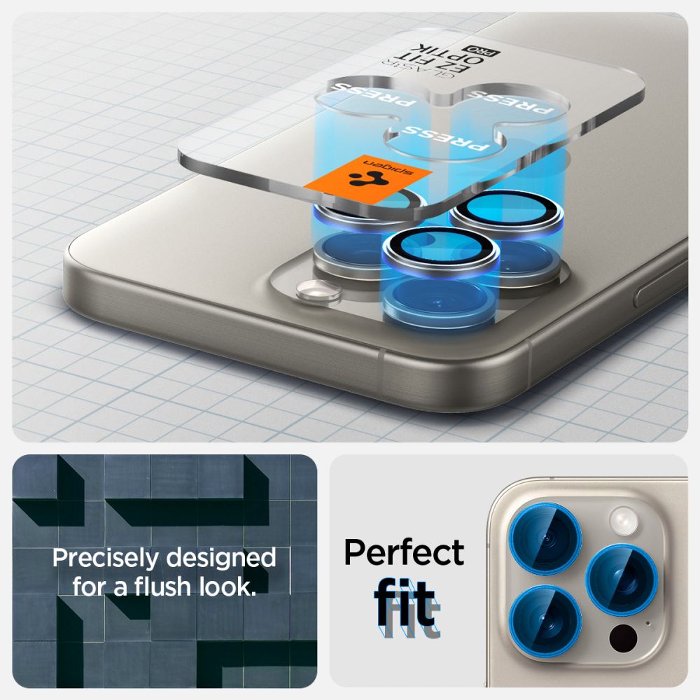 EZ Fit Optik Pro Lens Protector iPhone 15 Pro (2 pièces), Natural Titanium