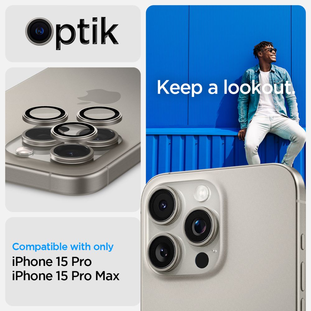 EZ Fit Optik Pro Lens Protector iPhone 15 Pro Max (2 pièces), Natural Titanium