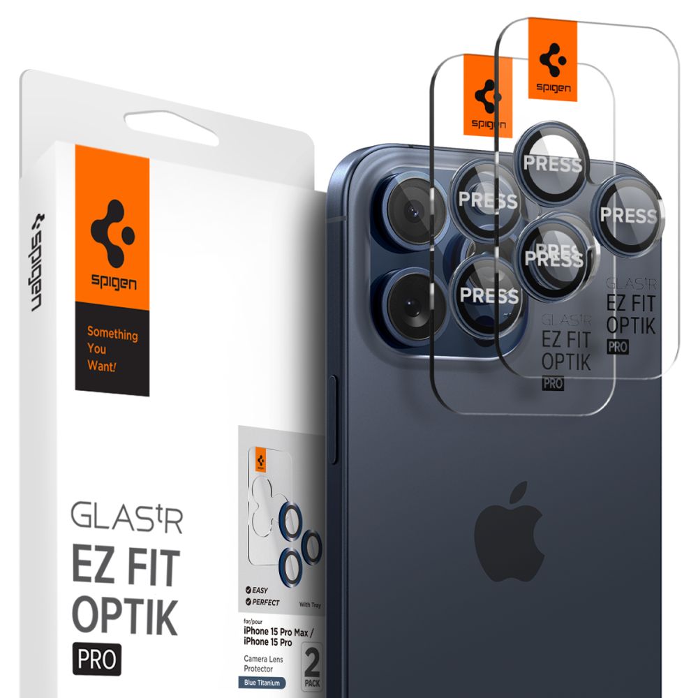 EZ Fit Optik Pro Lens Protector iPhone 15 Pro Max (2 pièces), Blue Titanium