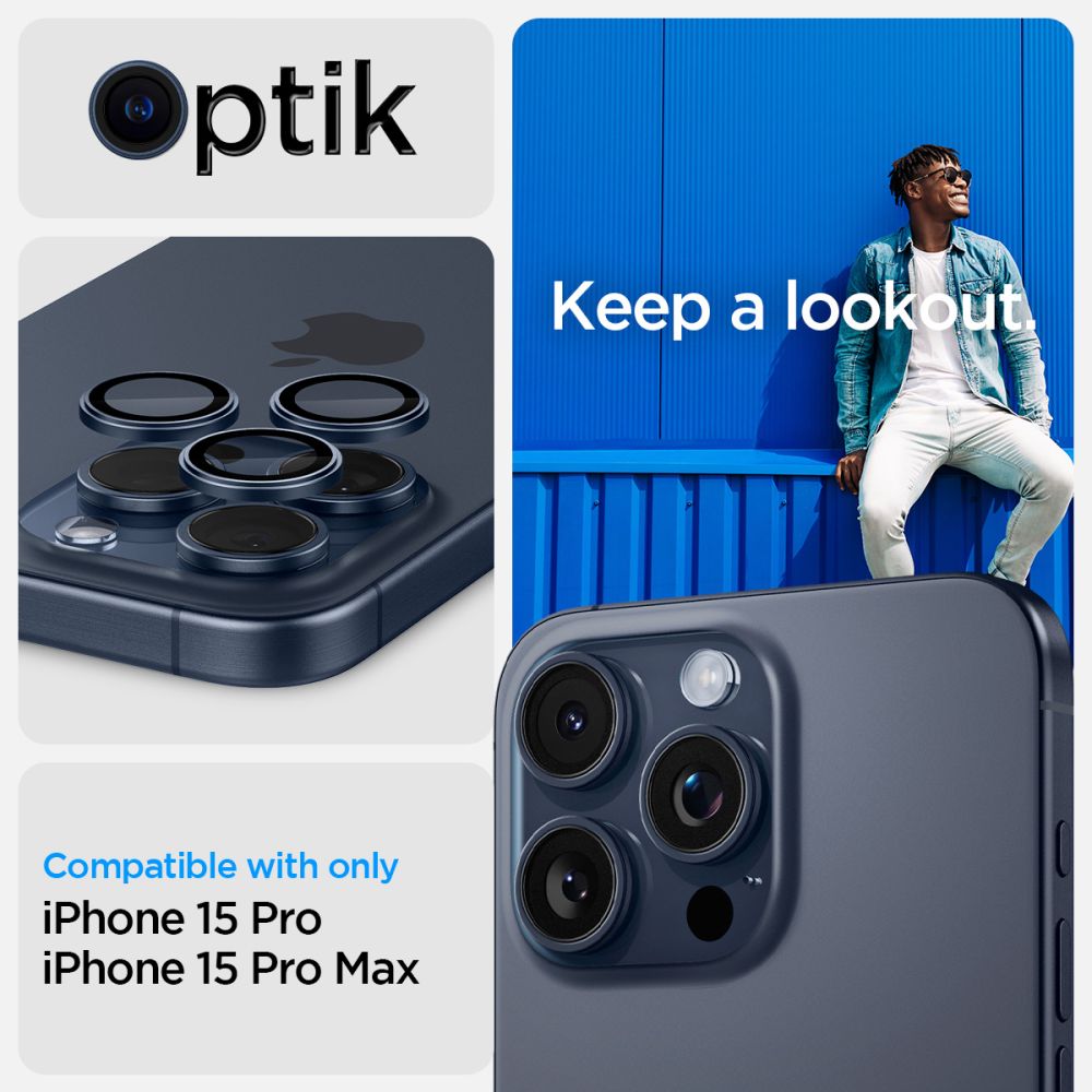 EZ Fit Optik Pro Lens Protector iPhone 14 Pro (2 pièces), Blue Titanium