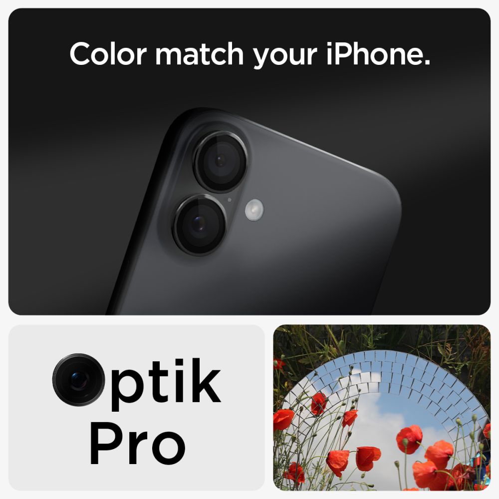 EZ Fit Optik Lens Protector iPhone 16 Plus (2 pièces), Black