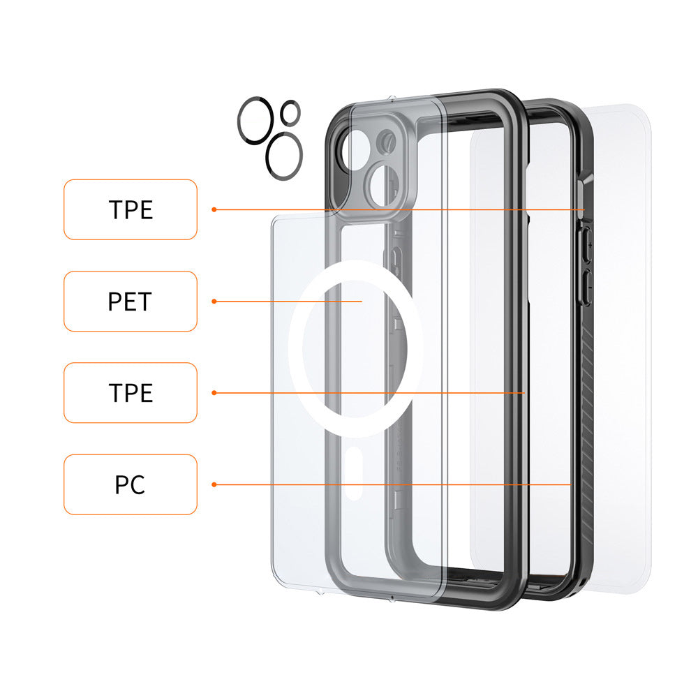 Coque AMN Waterproof MagSafe iPhone 15, Black