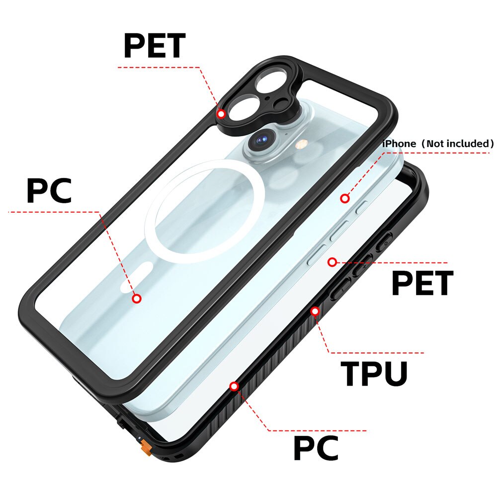 Coque AMN Waterproof MagSafe iPhone 16, Black