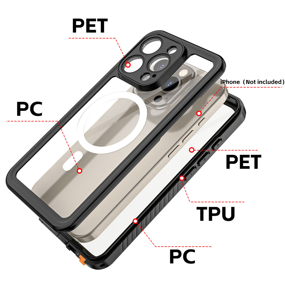 Coque AMN Waterproof MagSafe iPhone 16 Pro Max, Black