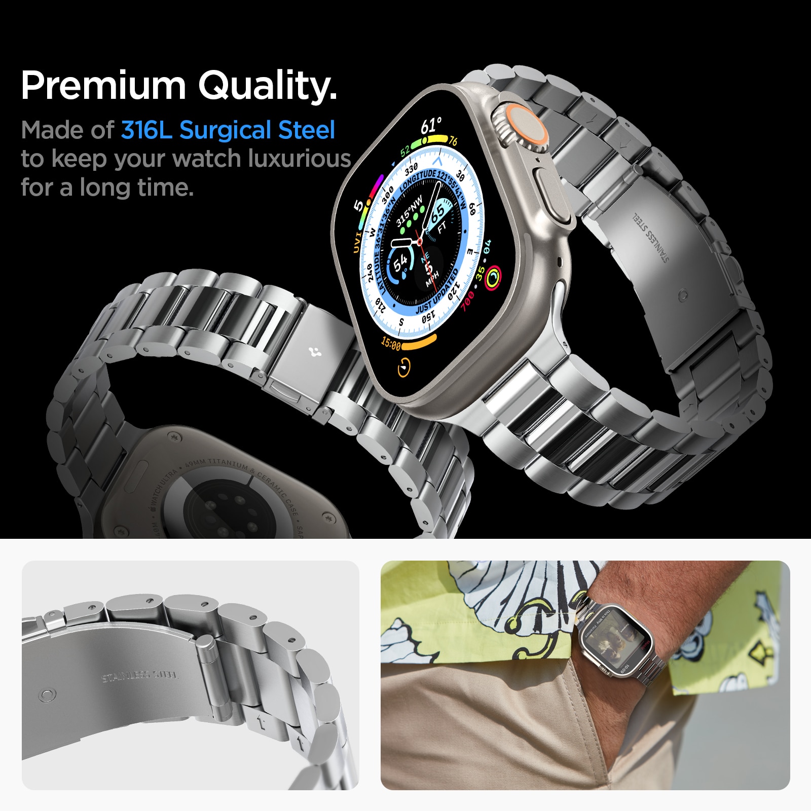 Bracelet Modern Fit 316L Apple Watch 45mm Series 9 Argent
