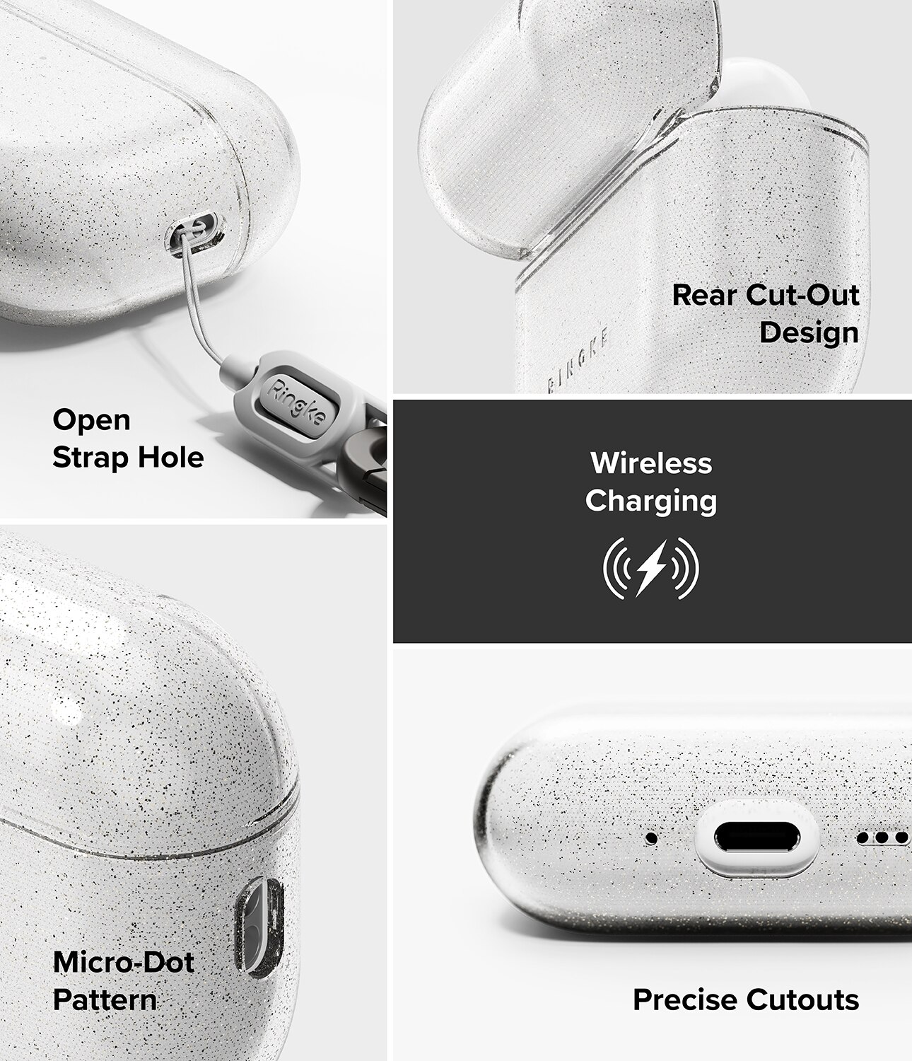 Coque Air Apple AirPods Pro 3, Glitter Clear