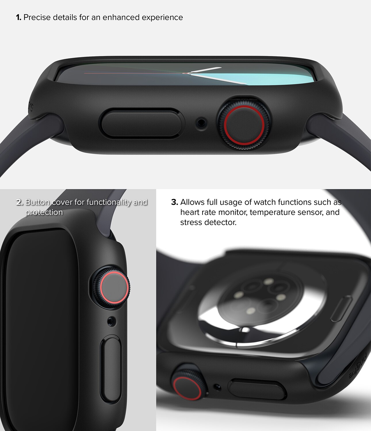 Coque Slim (2 pièces) Apple Watch Series 10 46mm, Matte Black & Clear