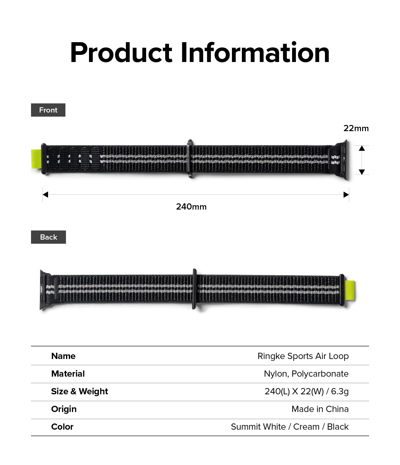 Sports Air Loop Band Apple Watch 41mm Series 7, Black
