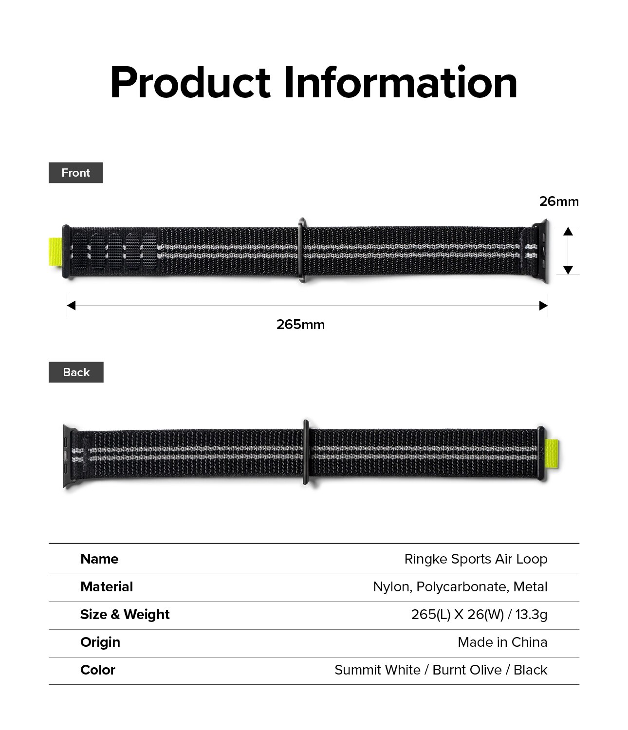 Sports Air Loop Band Apple Watch 45mm Series 9, Black
