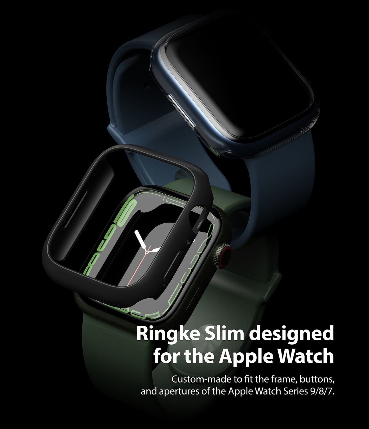 Coque Slim (2 pièces) Apple Watch 41mm Series 7, Matte Black & Clear